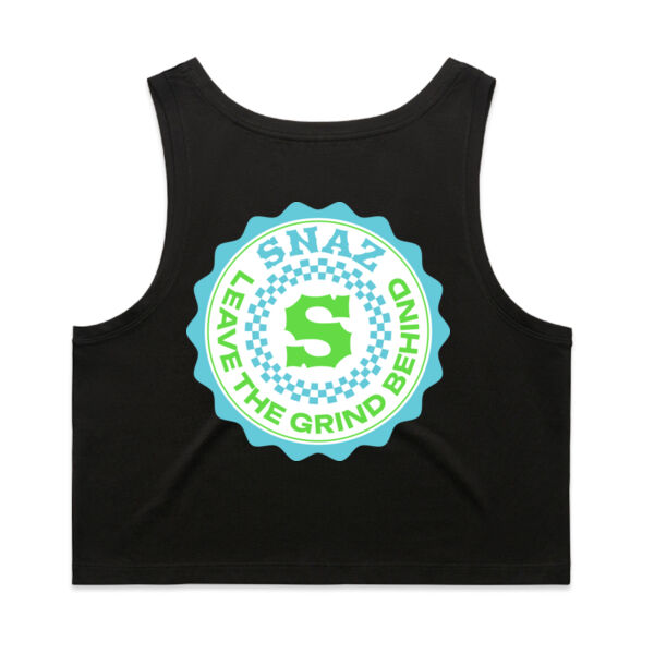 SNAZ - Green Blocks - Wo's Crop Singlet Thumbnail