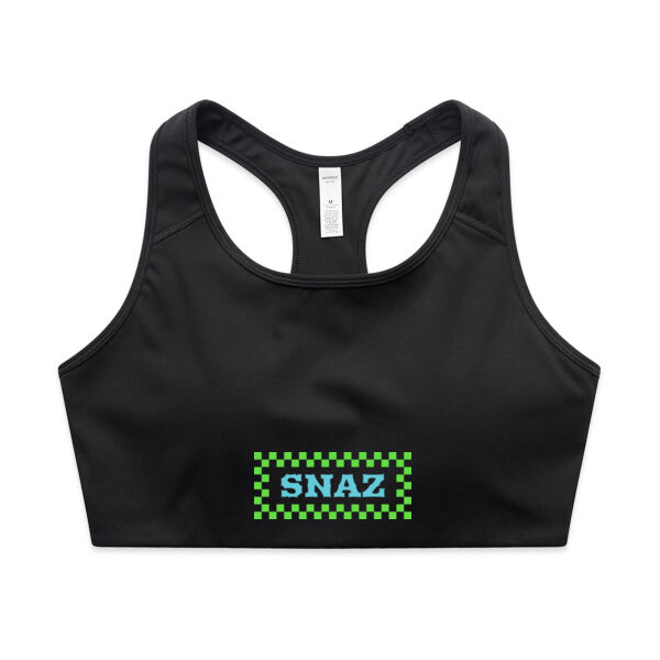 SNAZ - Green Blocks - Wo's Active Bra Thumbnail